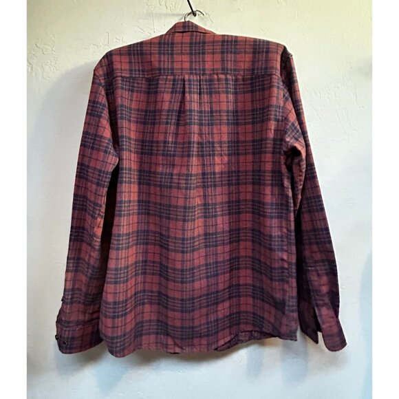 RUE Saint-Patrick Men's Button Down Long Sleeve Plaid Flannel Shirt Red Large - Picture 2 of 9